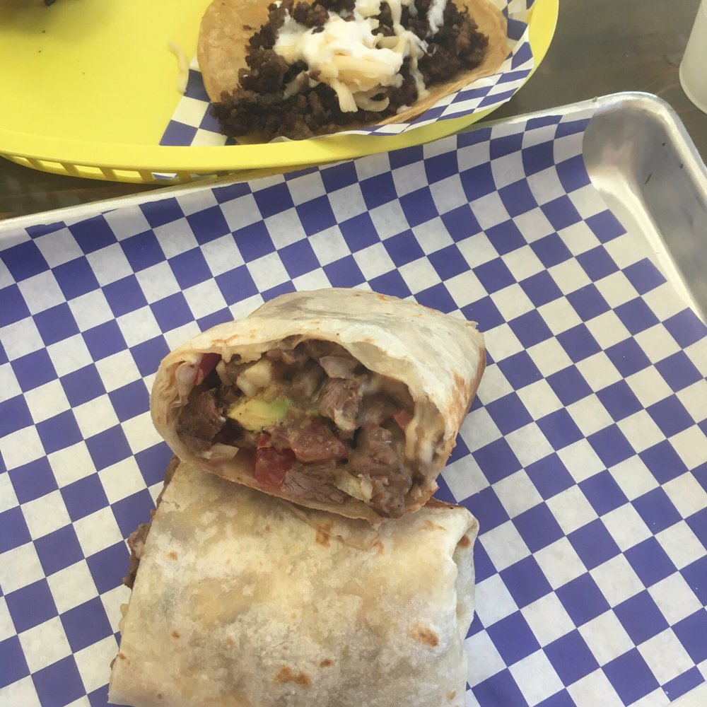 Carne asada burrito and kids tacos Carne asada burrito and kids tacos