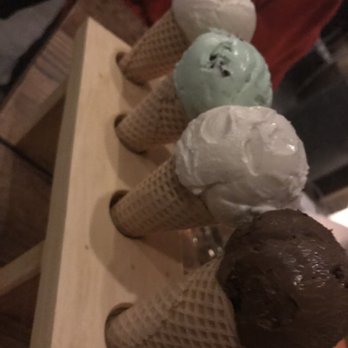 bartaco Seaport - "Four cones" dessert (top to bottom: coconut, mint chocolate chip, vanilla, chocolate). - Tacos Near Me - Boston, Massachusetts