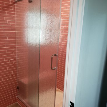 Precision Shower Door - Crescent Series Frameless Shower Slider with Rain Glass - Glass & Mirrors Near Me - Clovis, California Precision Shower Door - Crescent Series Frameless Shower Slider with Rain Glass - Glass & Mirrors Near Me - Clovis, California