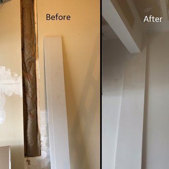 QikFix - Drywall repair from water damage in garage. Customer wanted to paint so we left it primed and ready for them to go! - General Contractors Near Me - Gambrills, Maryland QikFix - Drywall repair from water damage in garage. Customer wanted to paint so we left it primed and ready for them to go! - General Contractors Near Me - Gambrills, Maryland