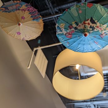 Rakuichi Ramen - three umbrellas hanging from the ceiling - Ramen Near Me - North Wales, Pennsylvania Rakuichi Ramen - three umbrellas hanging from the ceiling - Ramen Near Me - North Wales, Pennsylvania