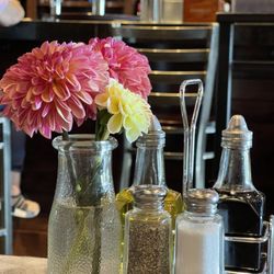 Hidden Vine Bistro - Fresh dahlias on our table