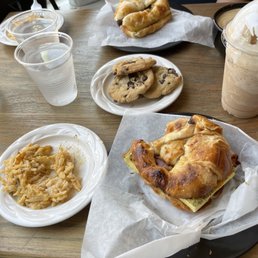 Breeze, cheddar hash browns and 9'0 clock on croissant