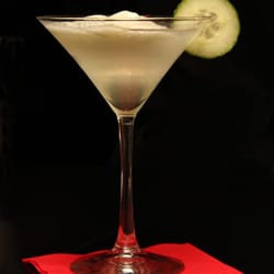 Dante's Fire - Cucumber Martini featuring essence of cucumber foam.