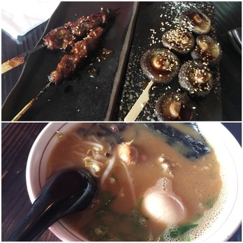 Yokushi Robata - Beef with teriyaki and garlic chips. shiitake mushrooms. Ramen miso. REc: STICK WITH THE SKEWERS! - Poke Near Me - Houston, Texas