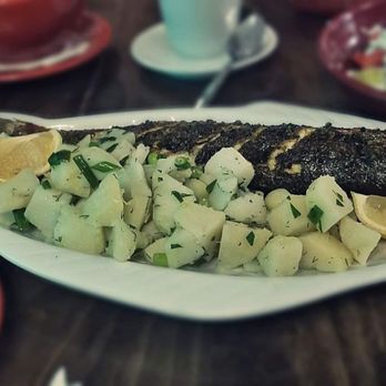 Restaurant Mehanata - a plate of fish and potatoes - Modern European Near Me - Des Plaines, Illinois