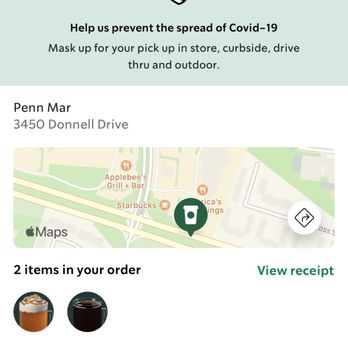 Starbucks - The estimated pickup time and the time I left is at the top. - Coffee & Tea Near Me - Forestville, Maryland