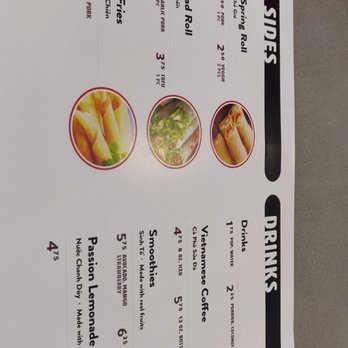 Obanhmi - Sides and drink menu, August 2021 - Sandwiches Near Me - Vancouver, British Columbia