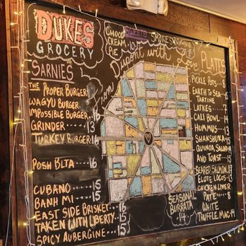 Duke's Grocery - Wall menu. - Pubs Near Me - Washington, DC, District of Columbia Duke's Grocery - Wall menu. - Pubs Near Me - Washington, DC, District of Columbia