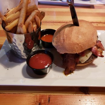 Engine No 9 - Juicy bacon burger with fries. - Burgers Near Me - Saint Petersburg, Florida