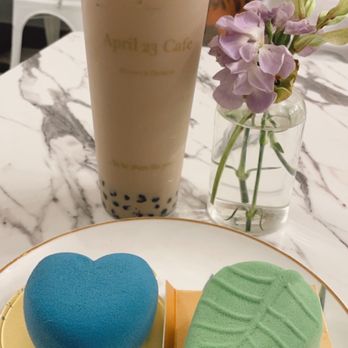 April 23 Florist - Blue heart is a passion fruit/mango mousse and green one is a matcha mousse! - Art Classes Near Me - Boston, Massachusetts April 23 Florist - Blue heart is a passion fruit/mango mousse and green one is a matcha mousse! - Art Classes Near Me - Boston, Massachusetts