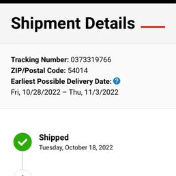 Shipping delay
