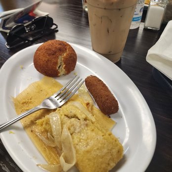 Cafe Cuba & Cakes - Papa rellena, croqueta, Cuban tamale and Iced latte (cafe con leche)! - Cuban Near Me - Hawthorne, California Cafe Cuba & Cakes - Papa rellena, croqueta, Cuban tamale and Iced latte (cafe con leche)! - Cuban Near Me - Hawthorne, California
