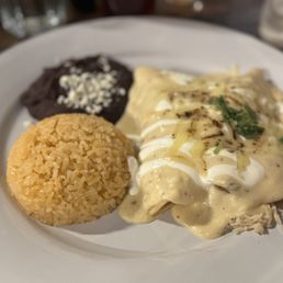 Sour cream, chicken enchiladas