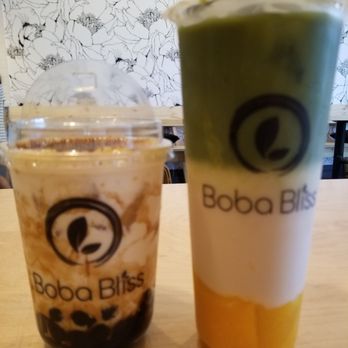 Boba Bliss - Creme Brulee Pearl Latte and Mango Matcha Latte w/ Oat Milk - Bubble Tea Near Me - Dublin, California