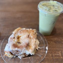 The Fox and Pantry - Cinnamon roll and oatmilk matcha