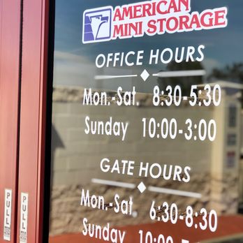 American Mini Storage - Our office hours - come visit us! - Self Storage Near Me - Norco, California