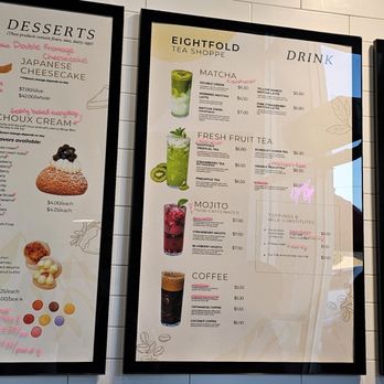 Eightfold Tea Shoppe - Menu as of 6/18/25 - Bubble Tea Near Me - Costa Mesa, California