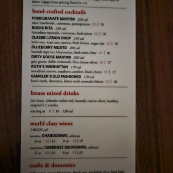 Ruth's Chris Steak House - Happy hour menu - Steakhouses Near Me - Parsippany, New Jersey Ruth's Chris Steak House - Happy hour menu - Steakhouses Near Me - Parsippany, New Jersey