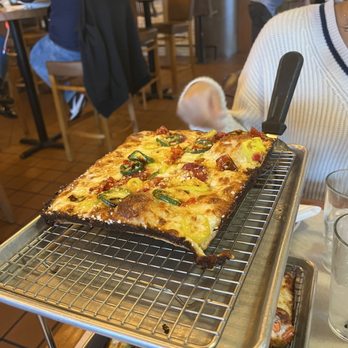 COMO's Restaurant - Pizza with banana peppers, jalapeños and one other type of pepper (I believe it was called The Wimp, or something along those lines) - Pizza Near Me - Ferndale, Michigan