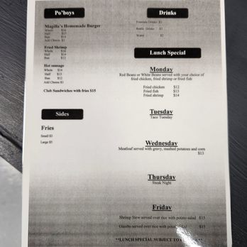 Magilla's Grill and Lounge - menu - Seafood Near Me - Chalmette, Louisiana