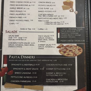 Luigi's Restaurant - Current Menu 05-28-26 - Italian Near Me - Arcadia, Louisiana Luigi's Restaurant - Current Menu 05-28-26 - Italian Near Me - Arcadia, Louisiana