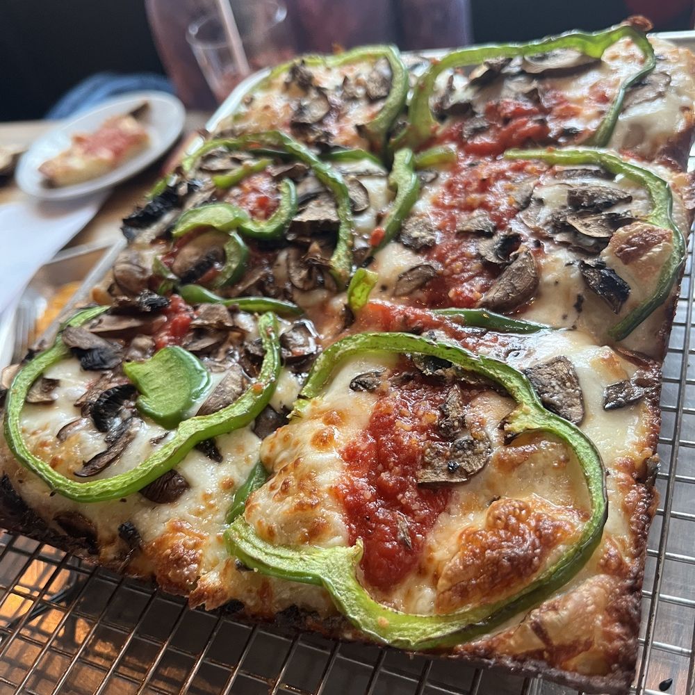 Emmy Squared Pizza - Make your own - Mushrooms & Green Peppers - Pizza Near Me - Westport, Connecticut