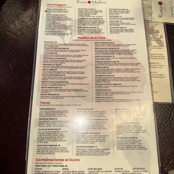 Rosa Madera - Menu - Mexican Near Me - Sacramento, California
