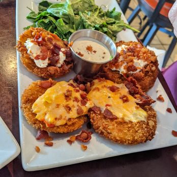 Hops Burger Bar - Fried green tomatoes that you're sure to like! - Burgers Near Me - Greensboro, North Carolina