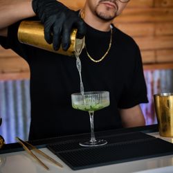 Spirits & Petals - Cucumber and Sage gimlet in the making