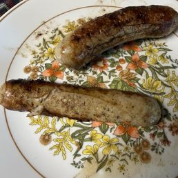 Brats in natural casing cooked at home Brats in natural casing cooked at home