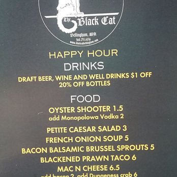 The Black Cat - Happy Hour Menu - New American Near Me - Bellingham, Washington