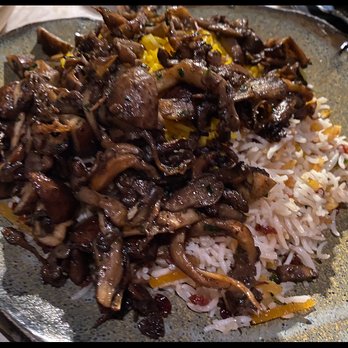 Rumis Kitchen - Oyster & Crimini Mushrooms over hummus dish (Hummus is subbed for rice) - Persian/Iranian Near Me - Houston, Texas Rumis Kitchen - Oyster & Crimini Mushrooms over hummus dish (Hummus is subbed for rice) - Persian/Iranian Near Me - Houston, Texas