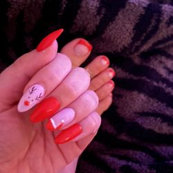 Glamor Nails & Spa - Santa Baby nails by Kerry and Pedi by Mindy