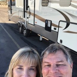 My wife and I with our new RV on the way back to Dallas, Texas My wife and I with our new RV on the way back to Dallas, Texas