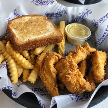 Foosackly's - Chicken tender box (with extra fries instead of slaw) with honey mustard that tasted homemade! - Chicken Shop Near Me - Tuscaloosa, Alabama