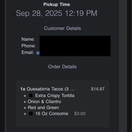 Order confirmation for the egotistical owner Conrado.