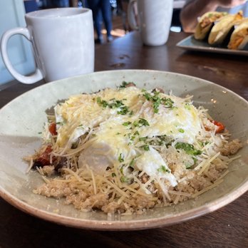 First Watch - Power Bowl (quinoa, sausage, tomatoes, mushrooms, red bell peppers, kale, eggs over easy) - Breakfast & Brunch Near Me - Grand Prairie, Texas First Watch - Power Bowl (quinoa, sausage, tomatoes, mushrooms, red bell peppers, kale, eggs over easy) - Breakfast & Brunch Near Me - Grand Prairie, Texas