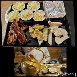 LaoJie Hotpot - More Korean BBQ items. Also, a giant refill broth pot looks like a genie lamp.