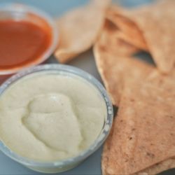 Angelo's Burgers - Chips & Salsa. Love the red salsa and avocado sauce!