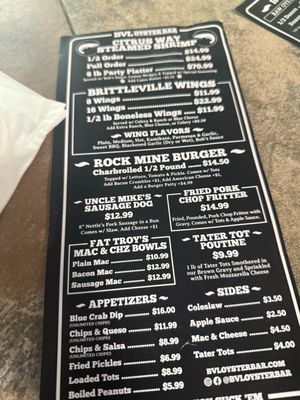 Menu photo 2 BVL Oyster Bar Brooksville, FL