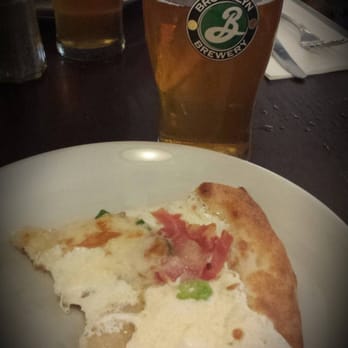 Juliana's - Housemade mozzarella, Scamorza affumicata, pancetta, scallions and truffle oil (no tomato) - Pizza Near Me - Brooklyn, New York Juliana's - Housemade mozzarella, Scamorza affumicata, pancetta, scallions and truffle oil (no tomato) - Pizza Near Me - Brooklyn, New York