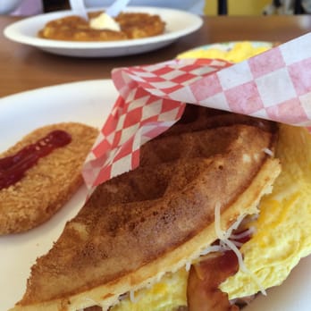 Waffles Cafe - Breakfast waffle sandwich with eggs, ham bacon and cheese. Hash brown and orange juice. - Coffee & Tea Near Me - Las Vegas, Nevada Waffles Cafe - Breakfast waffle sandwich with eggs, ham bacon and cheese. Hash brown and orange juice. - Coffee & Tea Near Me - Las Vegas, Nevada
