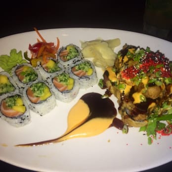 Fire & Oak - Volcano roll .. Cooked salmon ... FANTASTIC !!! - New American Near Me - Montvale, New Jersey Fire & Oak - Volcano roll .. Cooked salmon ... FANTASTIC !!! - New American Near Me - Montvale, New Jersey