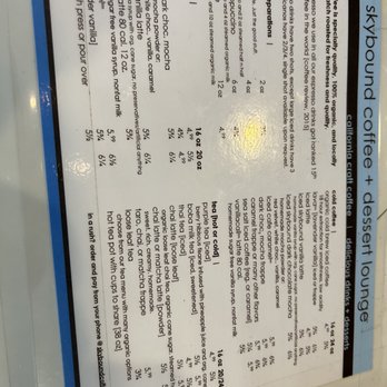 Skybound Coffee & Dessert Lounge - Menu - Desserts Near Me - San Diego, California