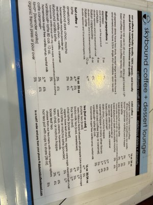 Menu photo 8 Skybound Coffee & Dessert Lounge San Diego, CA