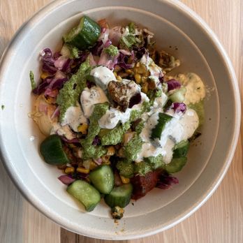 CAVA - Regular Chicken bowl with different toppings. - Mediterranean Near Me - Chino Hills, California