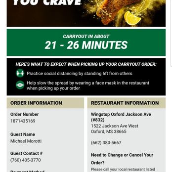 Wingstop - My order. NO ONE was there when I arrived! - Chicken Wings Near Me - Oxford, Mississippi