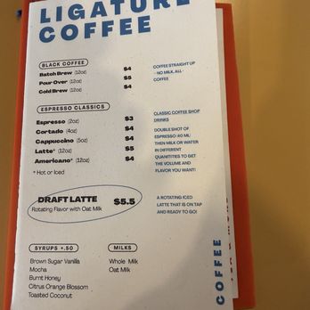 Ligature Coffee - Menu - Coffee Roasteries Near Me - Orlando, Florida Ligature Coffee - Menu - Coffee Roasteries Near Me - Orlando, Florida