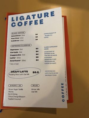 Menu photo 2 Ligature Coffee Orlando, FL Menu photo 2 Ligature Coffee Orlando, FL